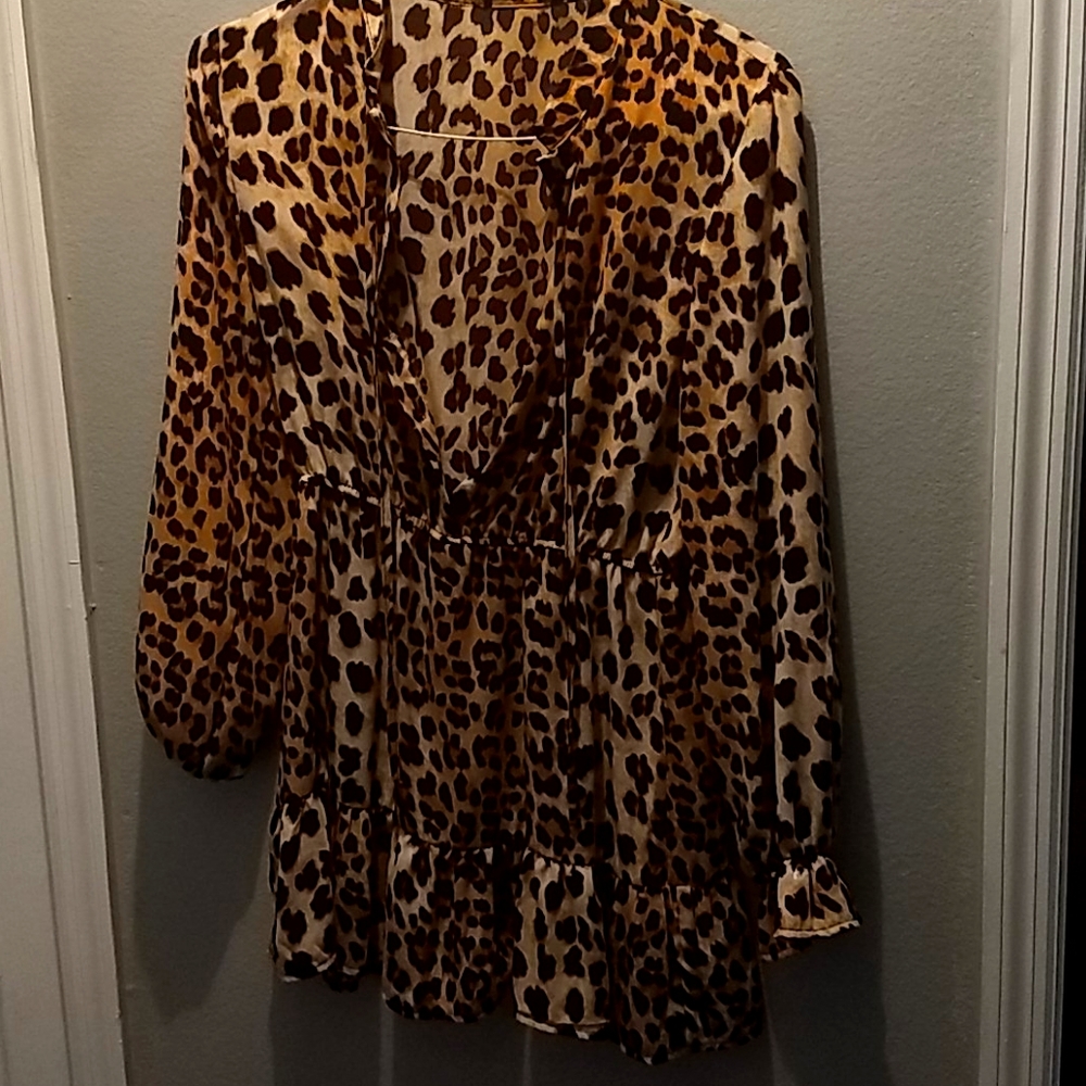 Boohoo Leopard Print Skater Dress Size 4  Headband